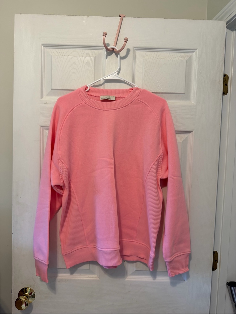 Zenana Outfitters Maternity Coral Pink Crewneck Pullover